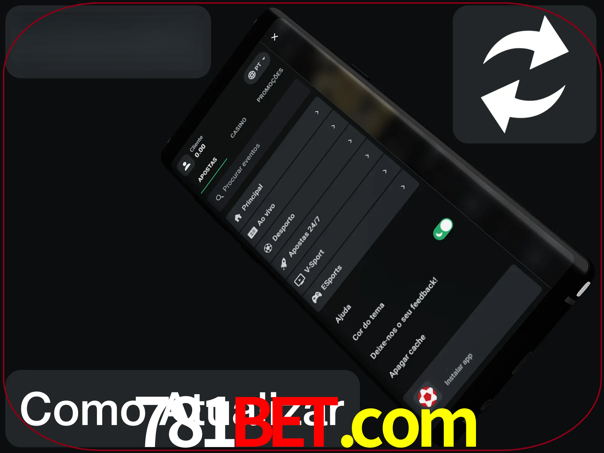 O aplicativo é atualizado automaticamente quando você faz o login.