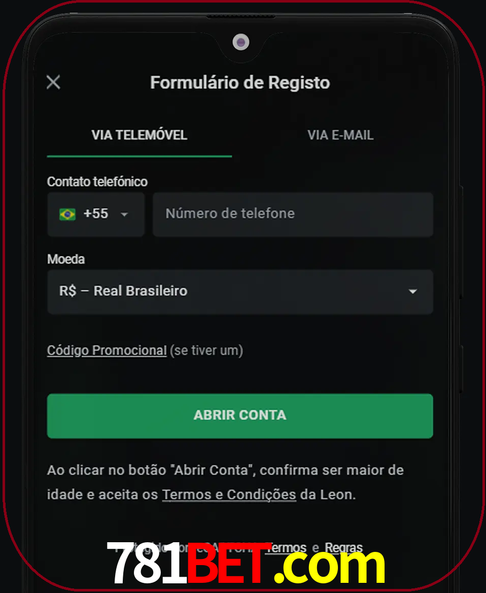 Abra o aplicativo e inicie o processo de registro.